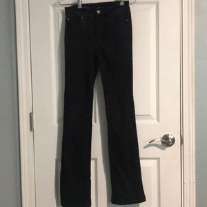 Black straight leg denim pant mid waist